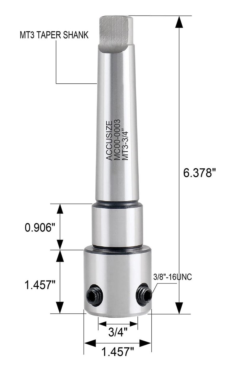 Accusize Industrial Tools Annular Cutter Arbor, Mt3 to 3/4'' Weldon Shank for Drill-Use Annular Cutter on Drill Press, Mc00-0003 - Image 2